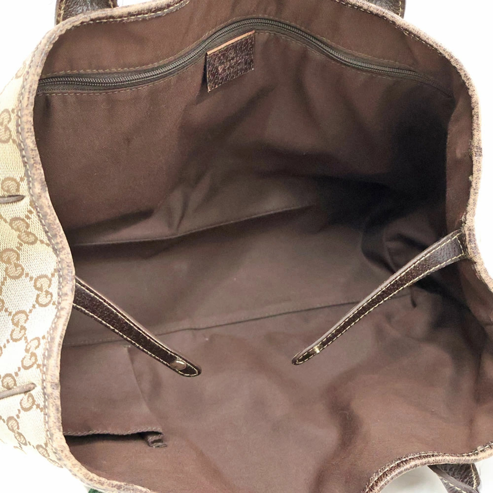 Gucci Tote Bag GG Canvas Leather Brown